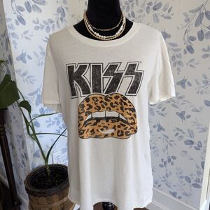 KISS White and Brown Graphic Kids T-Shirt